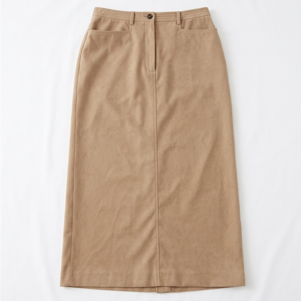 Vintage Talbots Petites Tan Maxi Skirt Women's 8P Stretch Pencil Long Side Slit